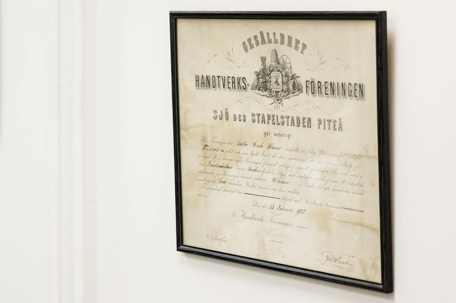 Gesällbrev från 1925