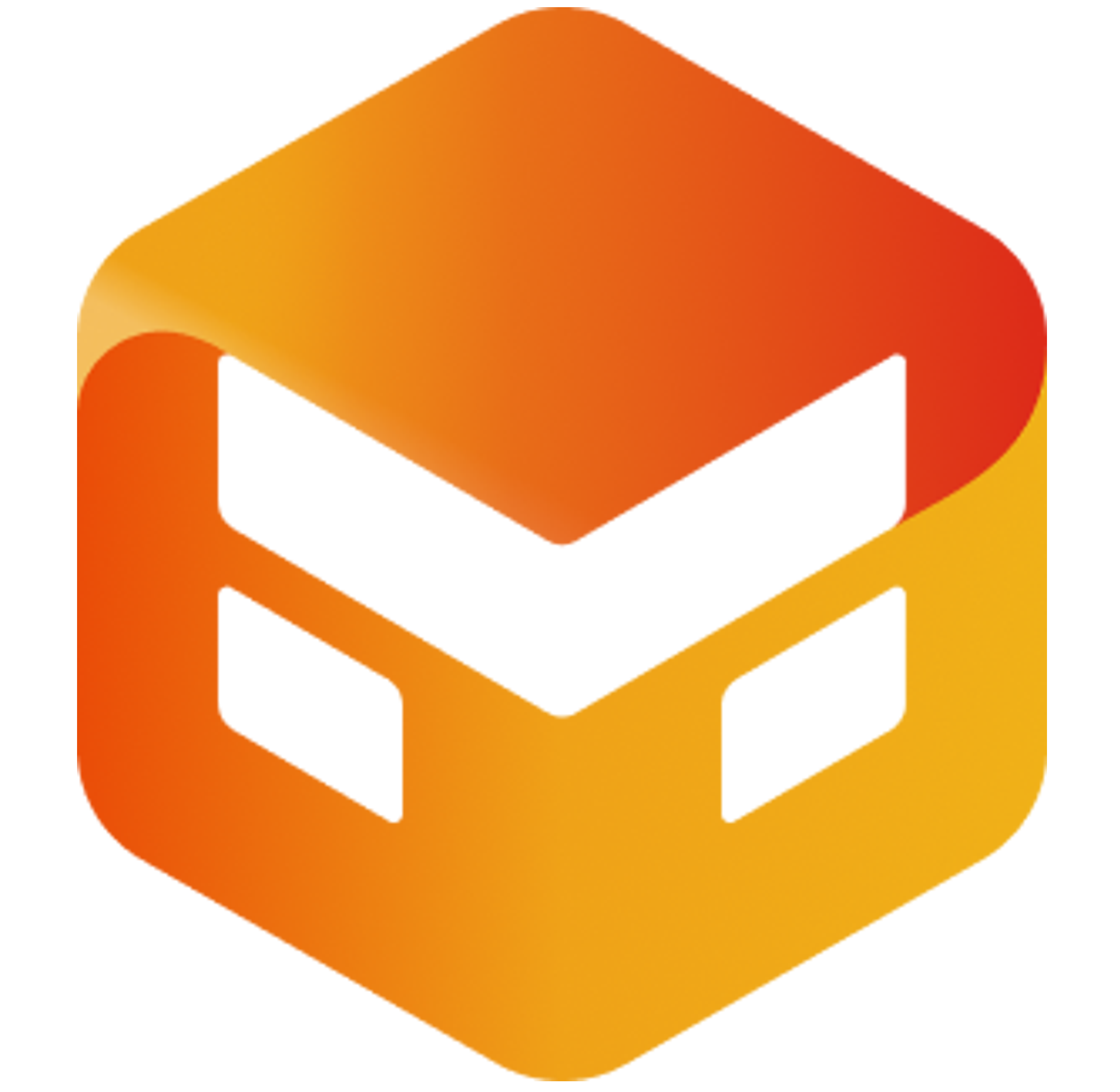 3D digital illustration of the Gmail logo in orange and yellow tones with a stylized envelope shape.