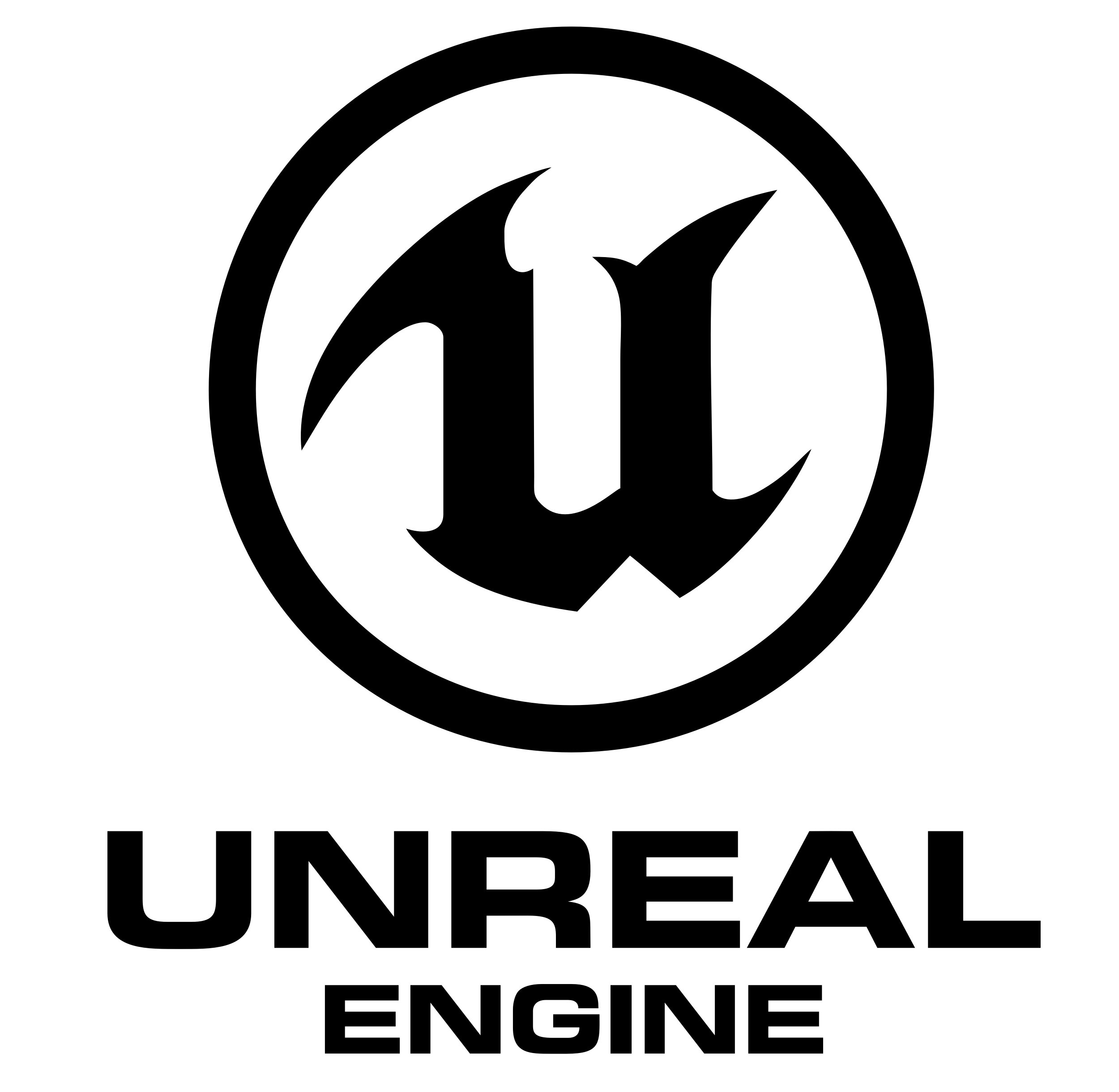 Black and white logo with a stylized letter 'U' inside a circle, and the words 'Unreal Engine' below.