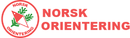 Logo for Norsk Orientering med grønn pil og rødt tekstfelt.