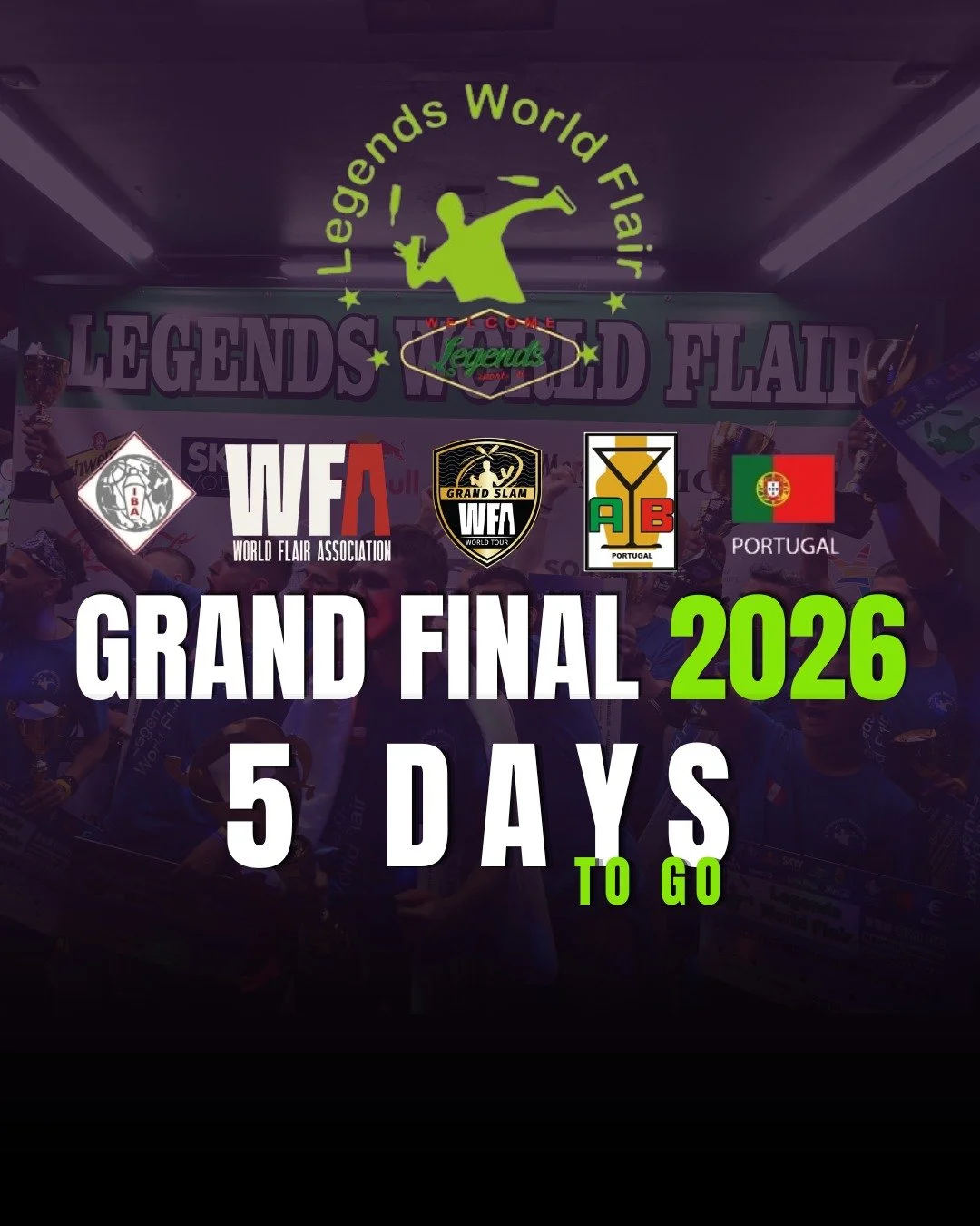 5 days to go 🔥🍸
The Legends World Flair Grand Final is almost here&hellip; and the countdown is on.

Get ready for incredible energy and an unforgettable atmosphere.

📅 Event Schedule:
28th &mdash; 13:30 to 00:30
29th &mdash; 15:00 to 18:30

We&rs