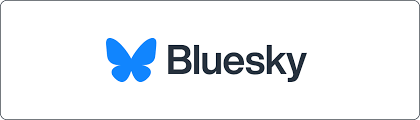 Bluesky logo with a blue butterfly icon and the word 'Bluesky' next to it.