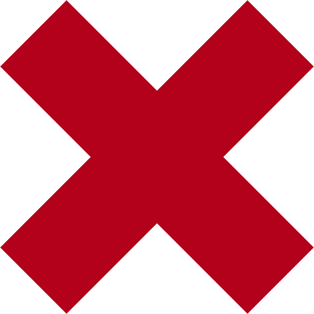 Red X symbol on a white background