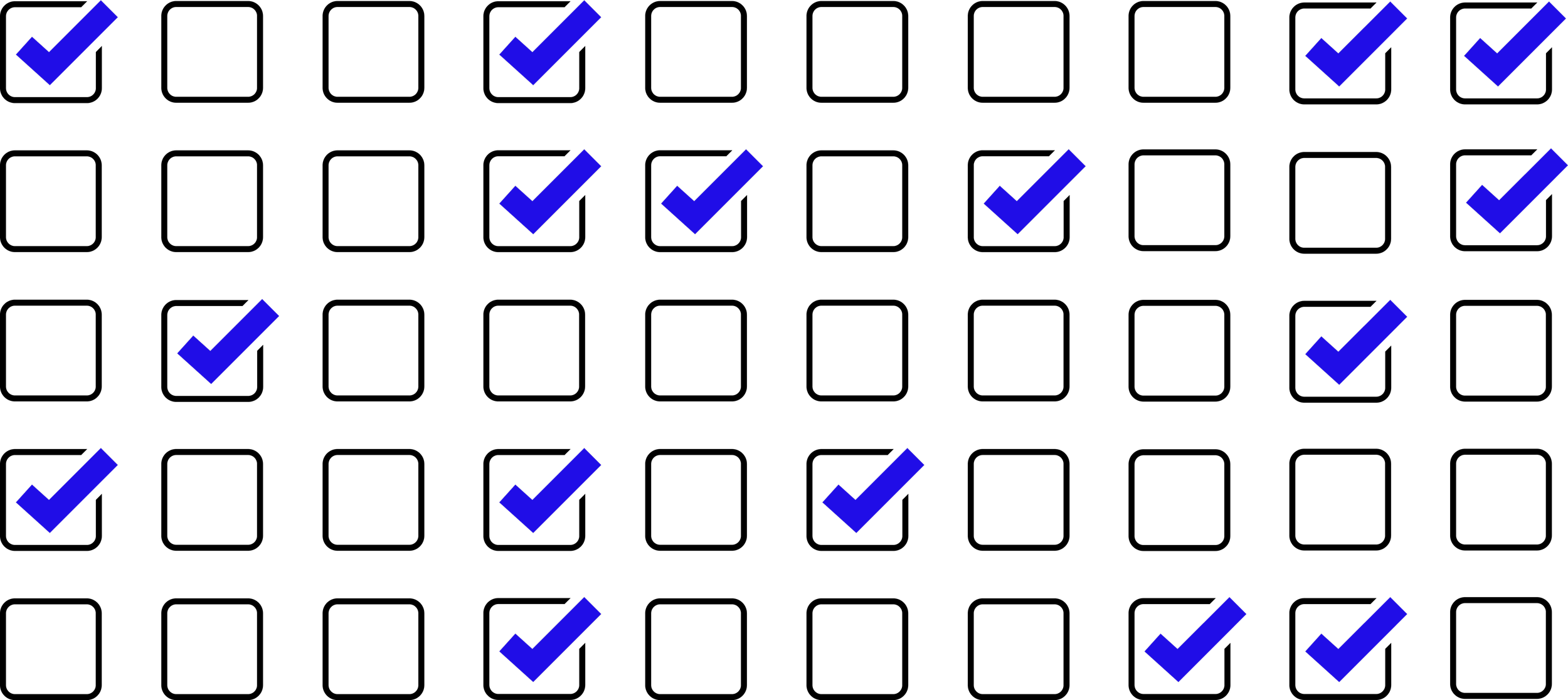 Black background with blue checkmarks scattered randomly.