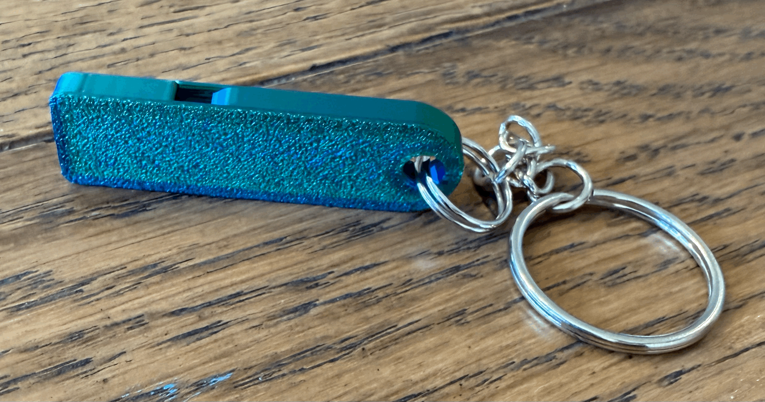 hand-held whistle on keychain