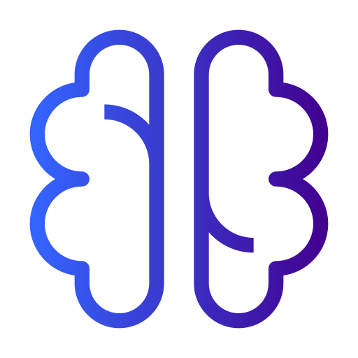Représentation stylisée d'un cerveau avec un dégradé de bleu et violet.