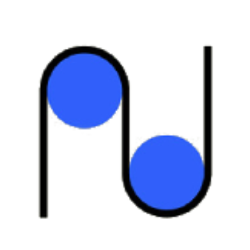 Deux billes bleues dans un tube transparent vertical, contre un fond noir.