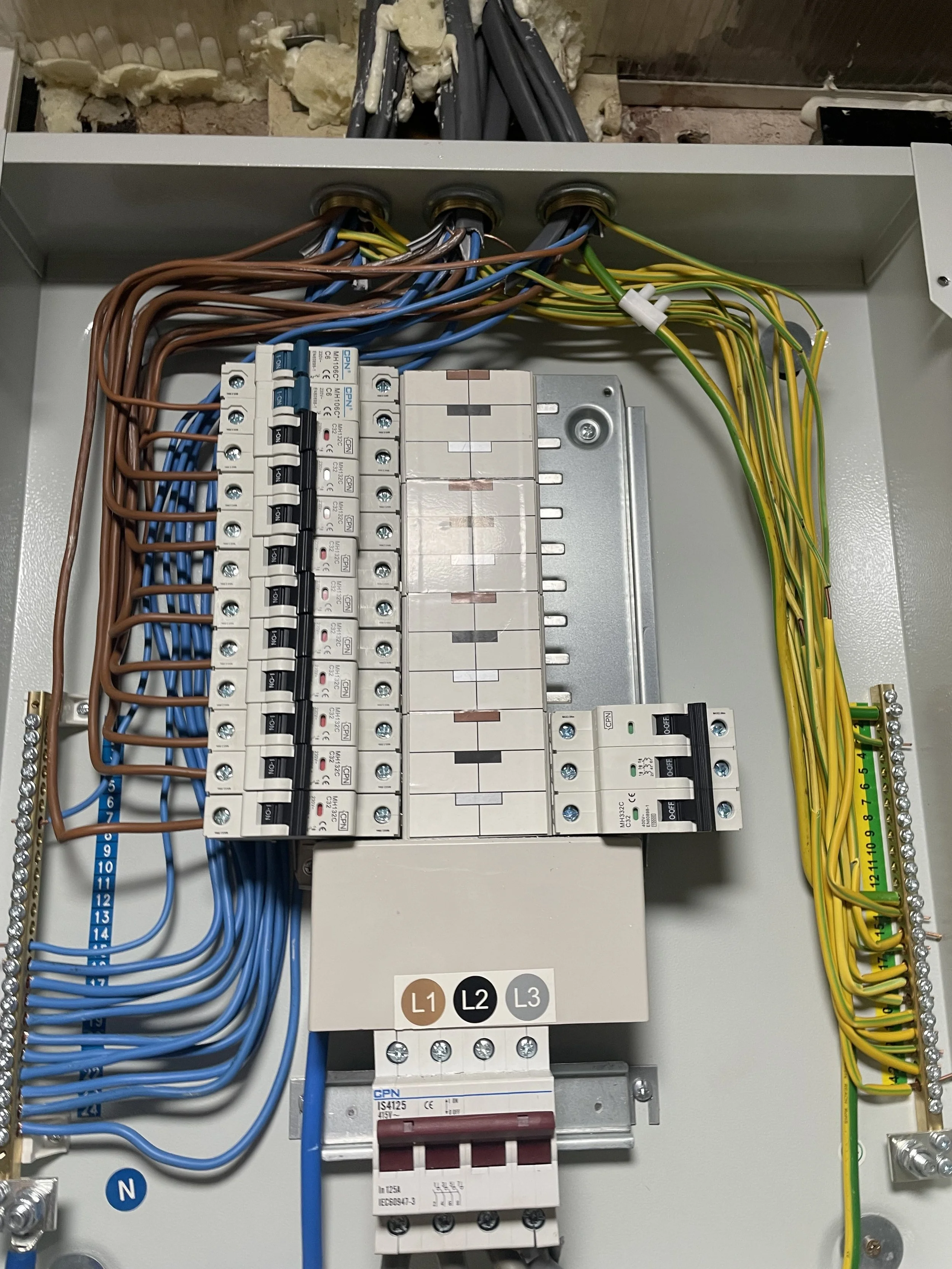 Completed Three-Phase Consumer Unit