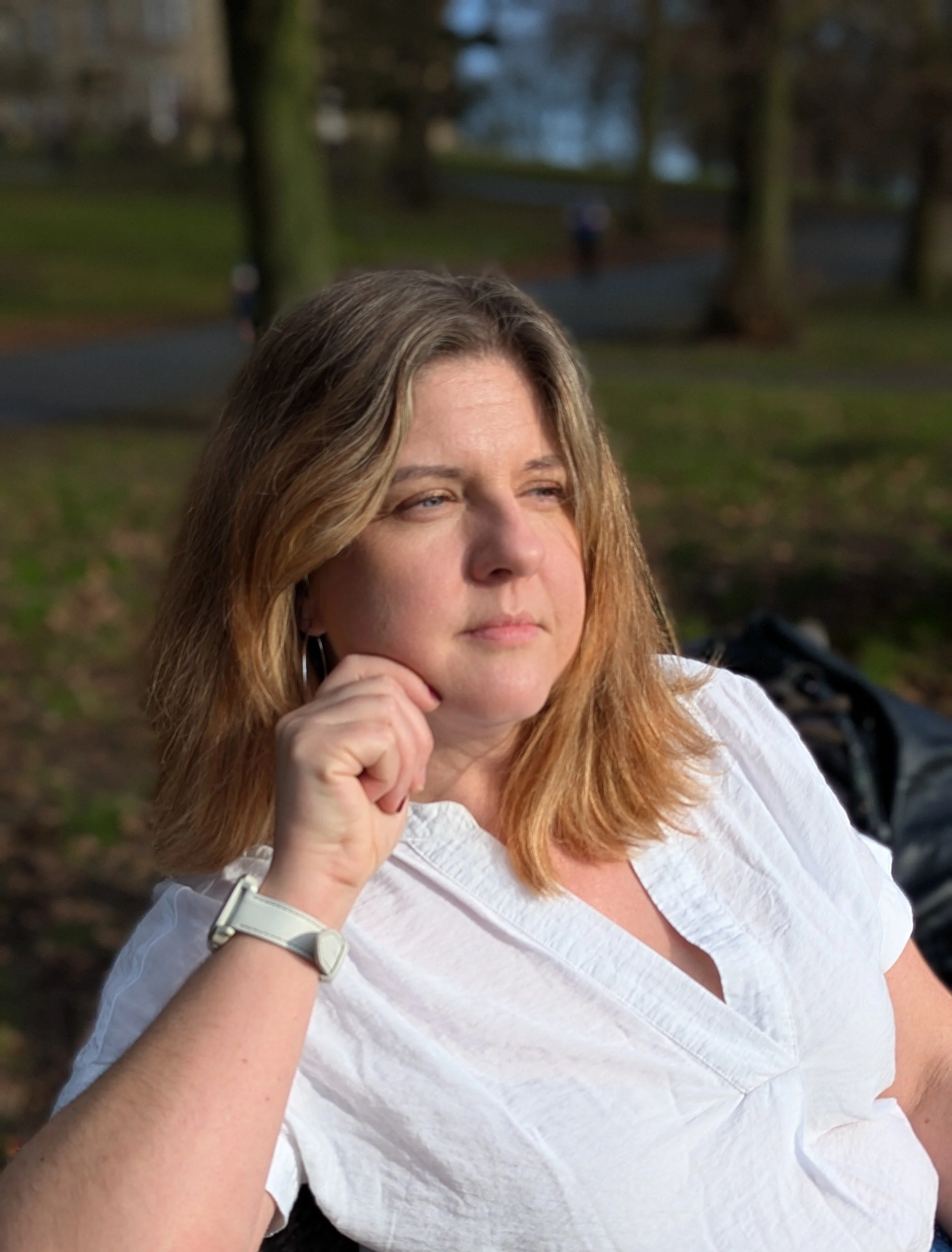 Jess Parker looking contemplative