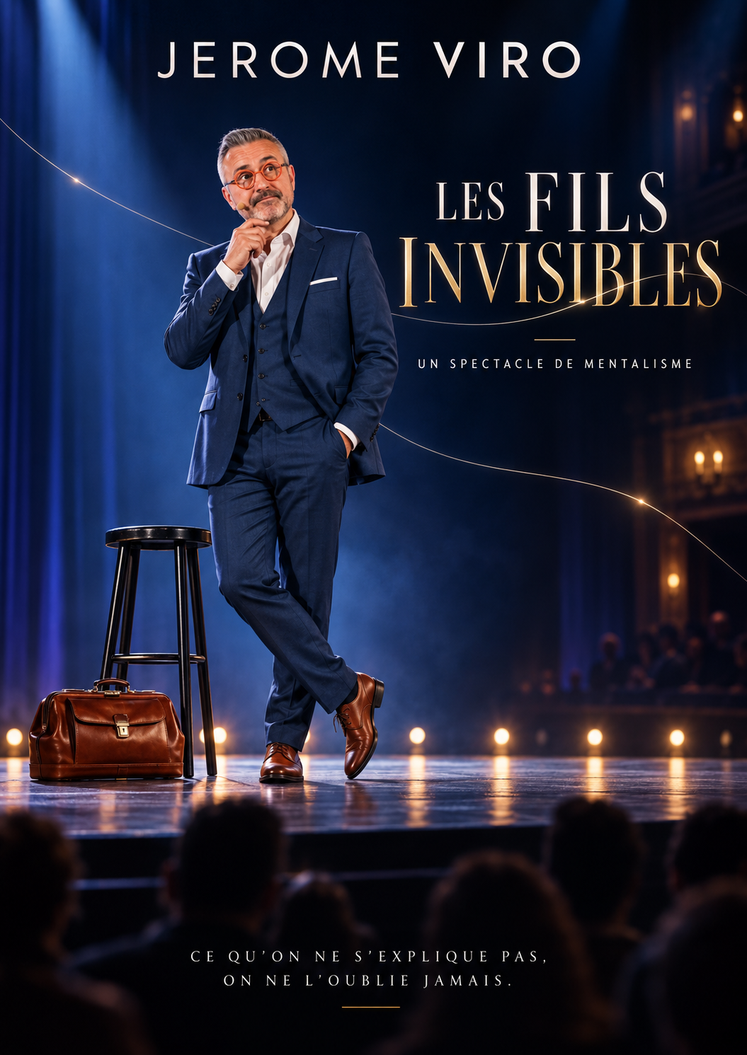 Affiche du spectacle Les Fils Invisibles, spectacle de mentalisme de Jerome Viro