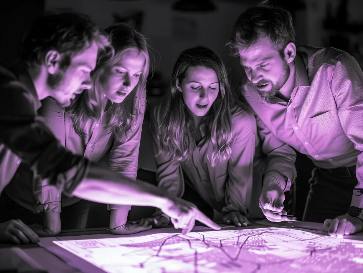 Team co-creating a mentalism scenario — collective intelligence in action