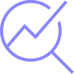Une icône de loupe examinant un graphique en hausse