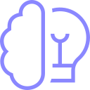 Icône de cerveau stylisé intégrant une silhouette de visage humain, représentant la cognition ou la psychologie.