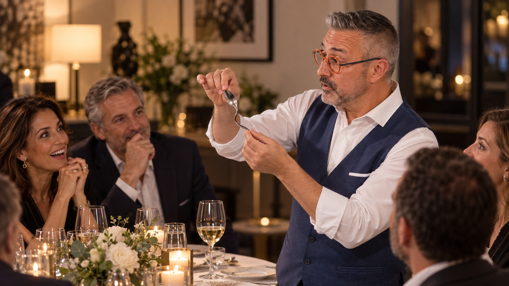 Démonstration de mentalisme de Jerome Viro lors d'un dîner de gala