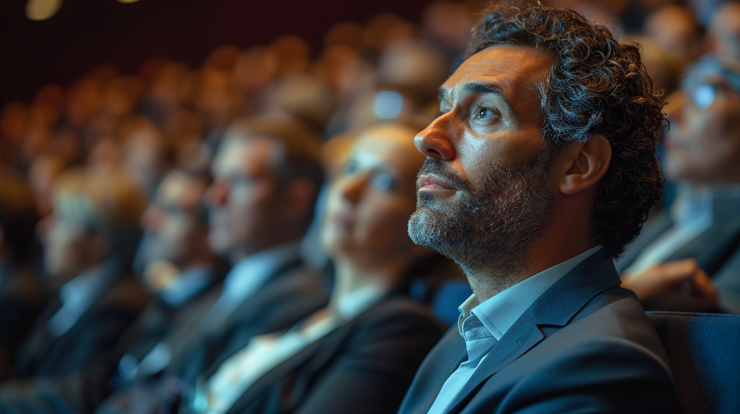 Corporate keynote photo illustrating attention and retention, by Jerome Viro.