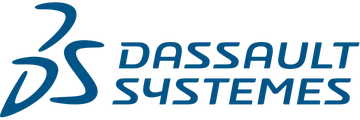 Logo de Dassault Systèmes avec le texte en bleu.