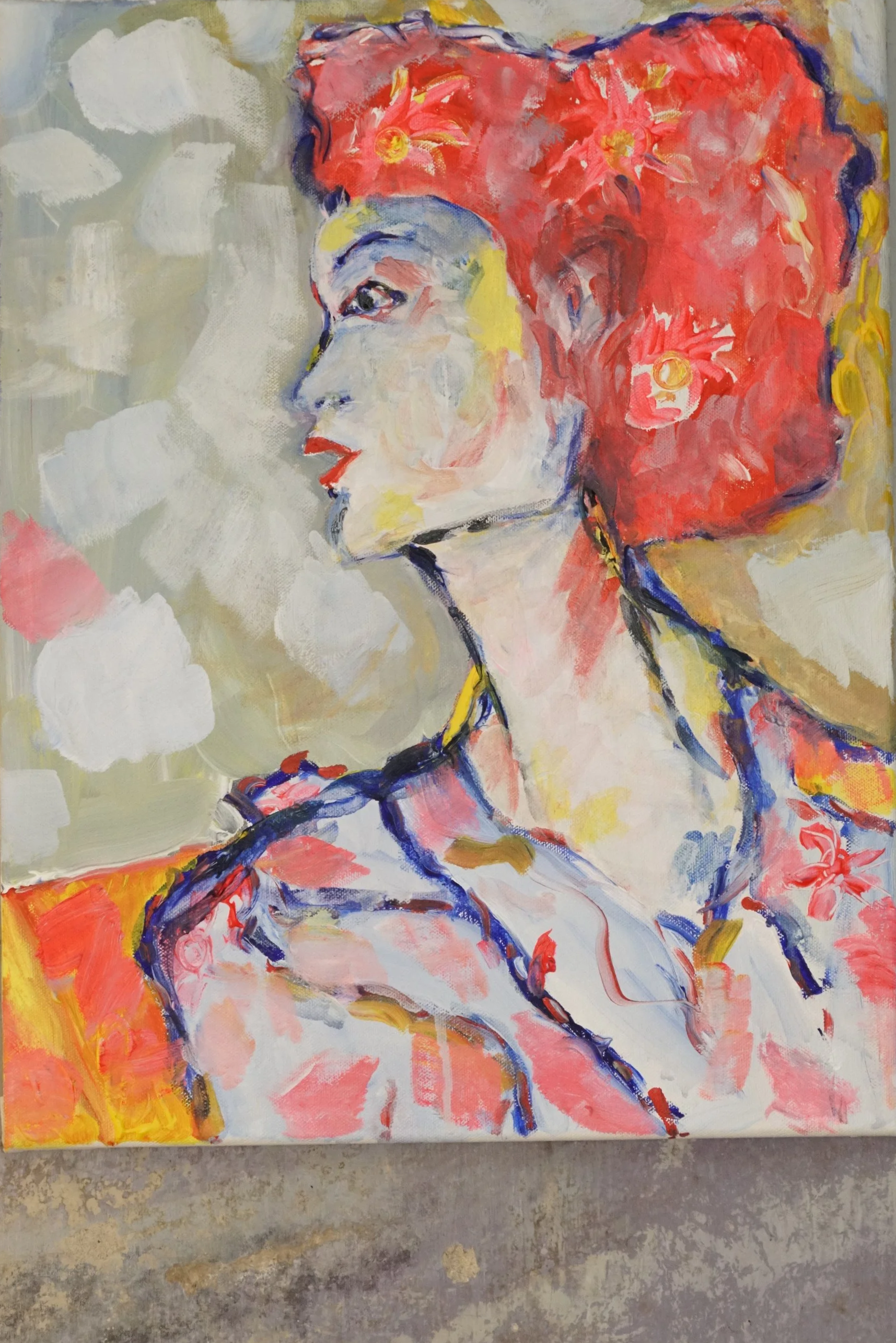 2025 Painted - Flowers In Her Hair