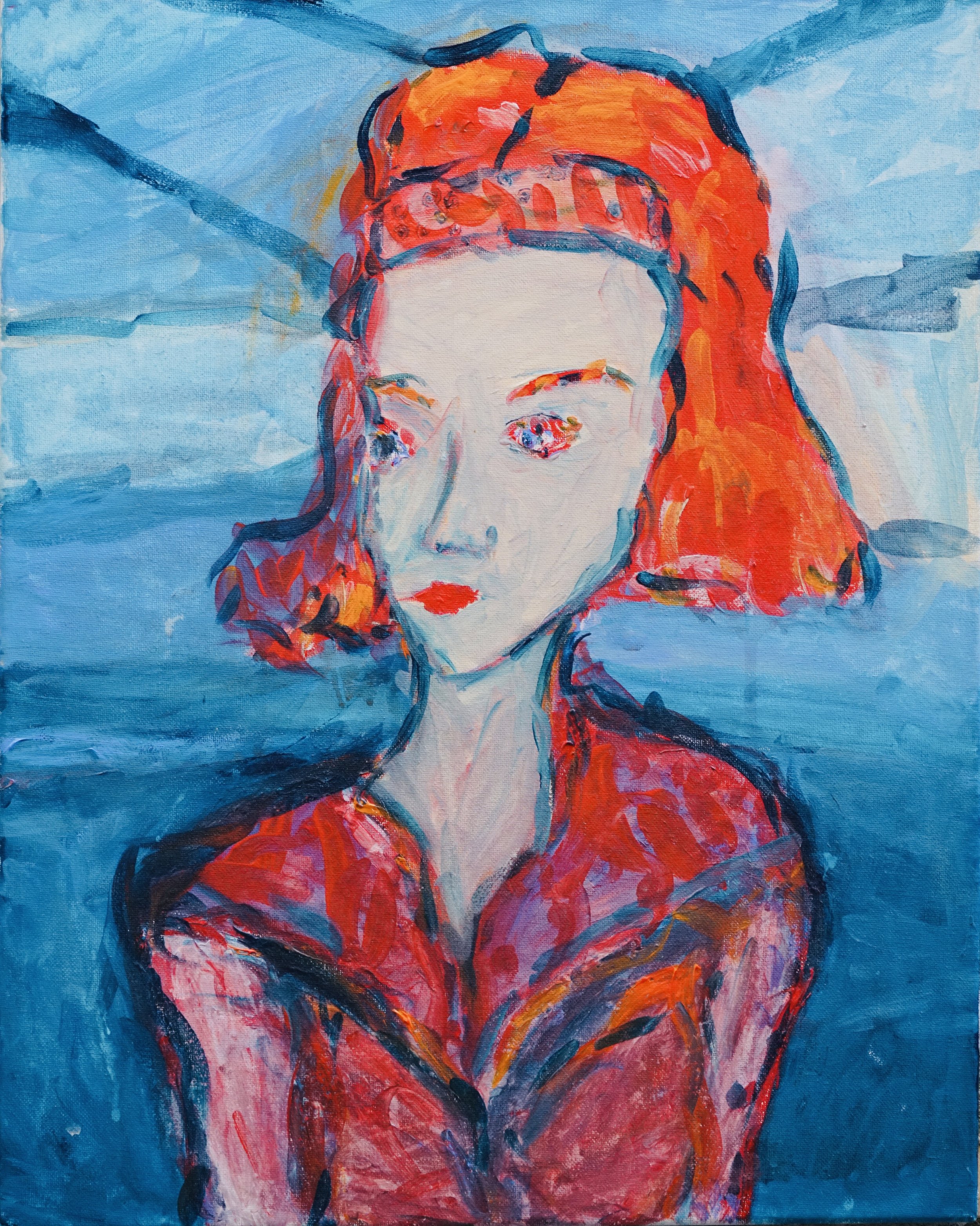 Red Hair + Hairband 2017 |
Acrylic Paint on canvas |
40 x 50cm |
$300