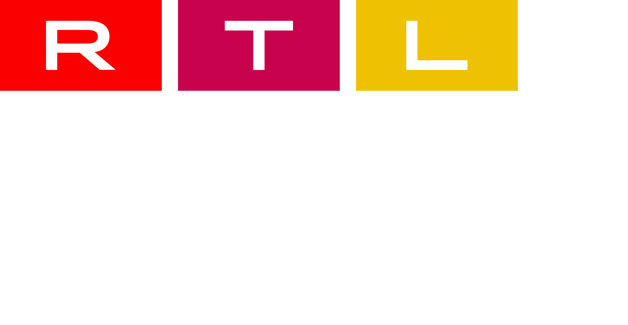Logo des Senders RTL mit roten, pinken und gelben Quadraten über weißen Buchstaben, darunter die Zahl 104.6 in großem Weiß auf schwarzem Hintergrund.