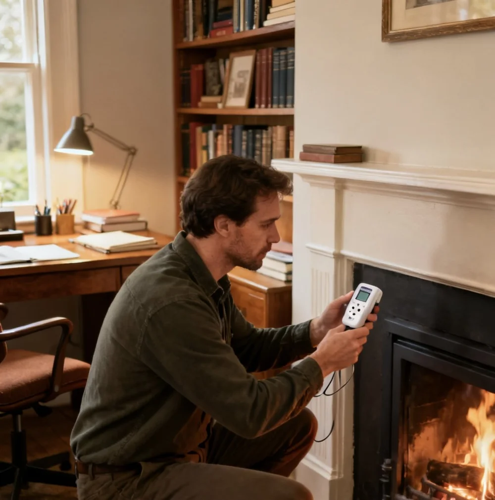 Energy assessor taking readings in a Cardiff home