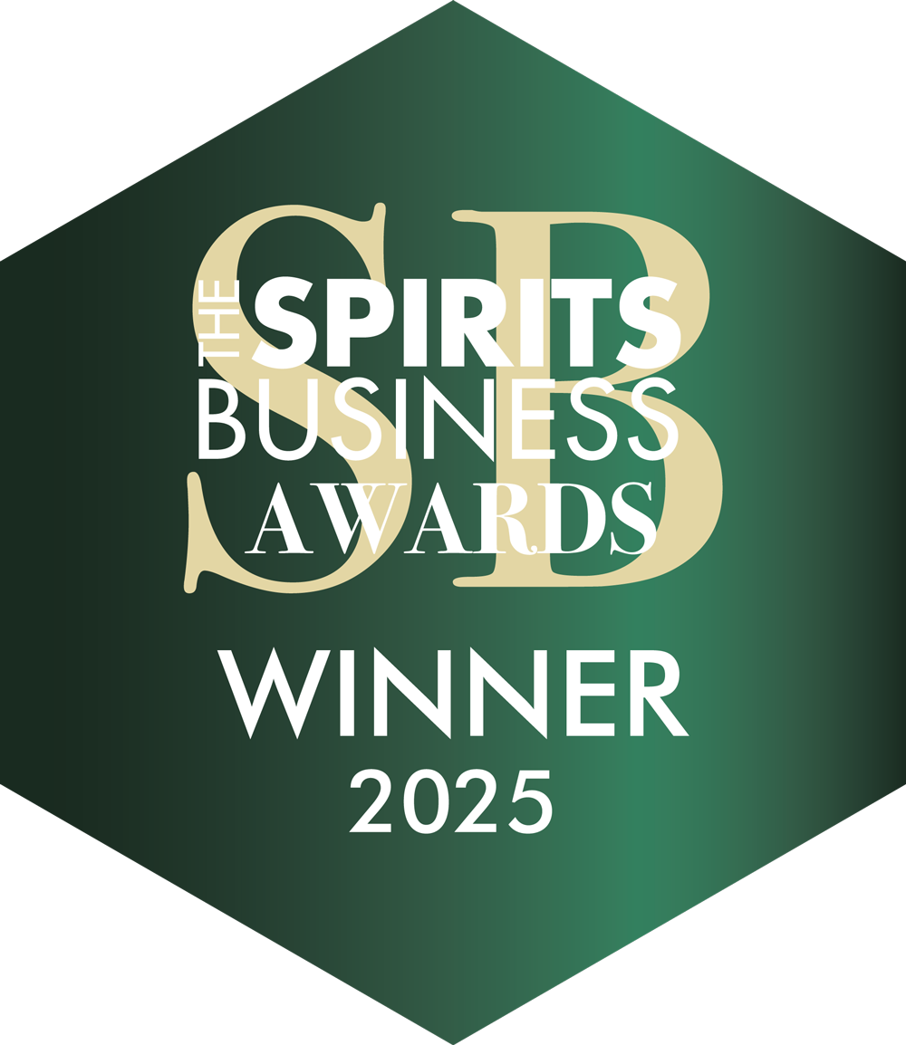 Award badge for the 2025 Spirits Business Awards, indicating winner status.