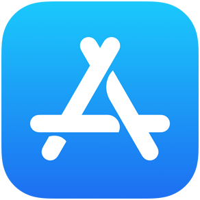 Apple App Store logo with a white stylized 'A' on a blue background.