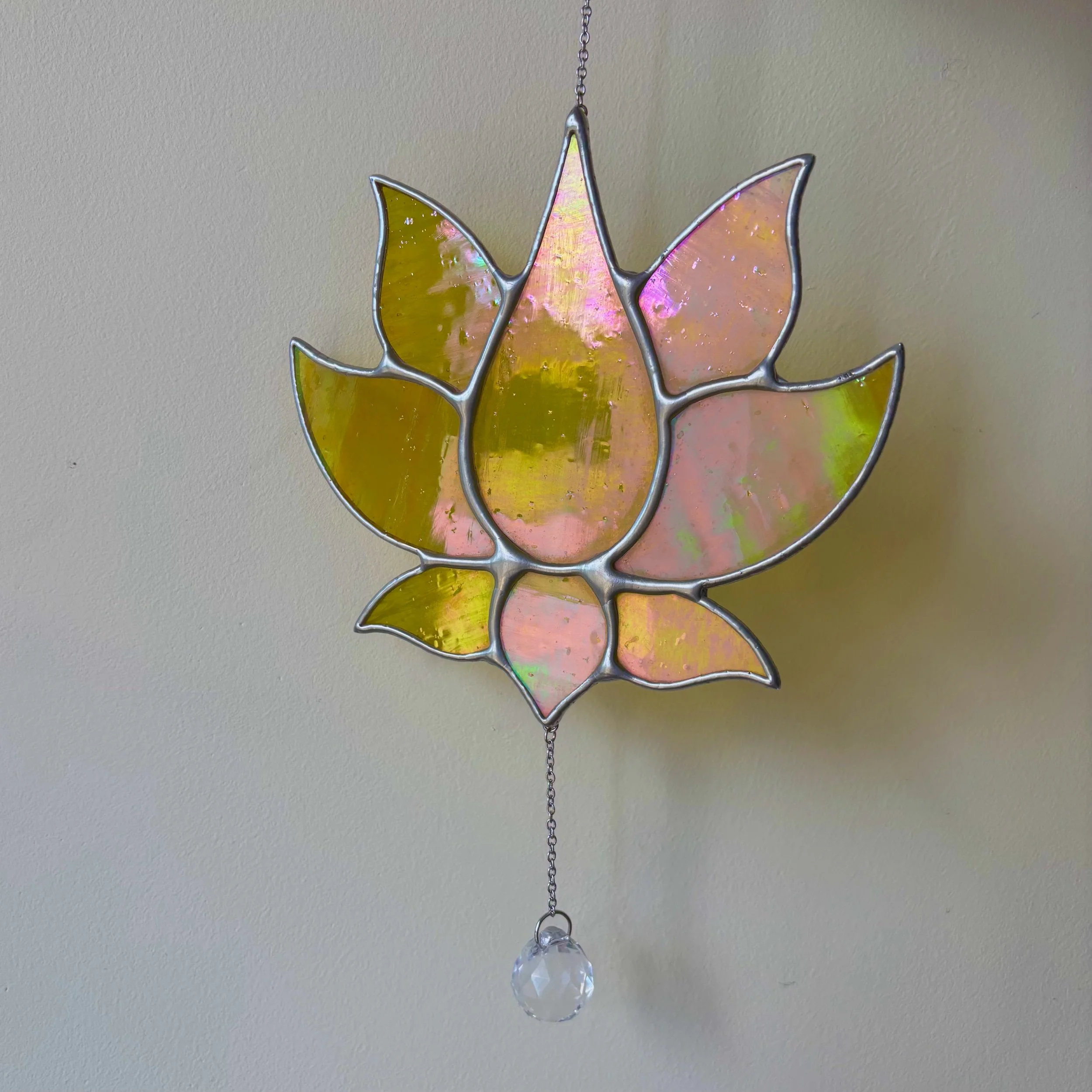Stained Glass Lotus Flower Suncatcher /Crystal