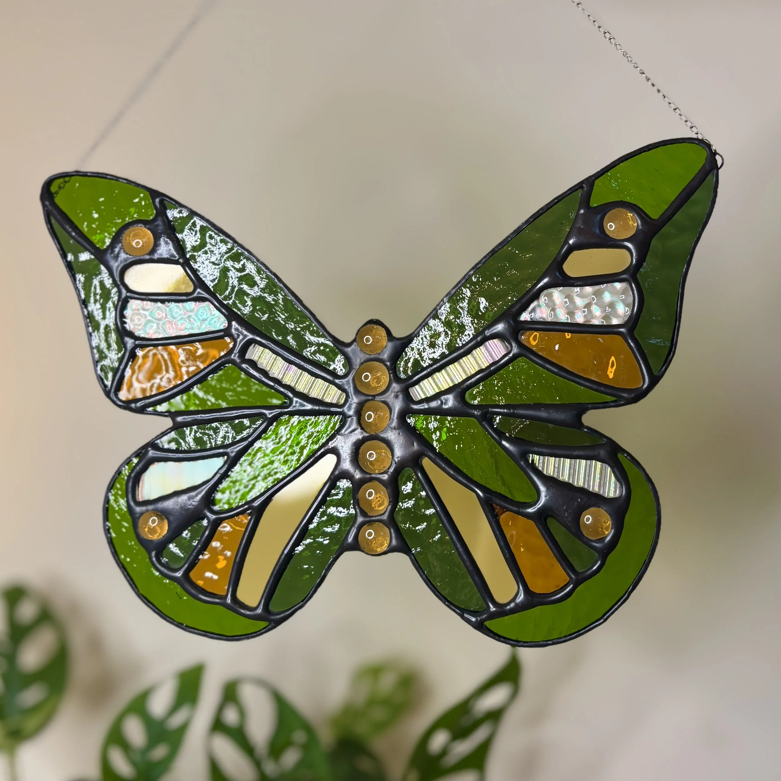 Stained Glass Butterfly - Vintage 80s Glass Beads