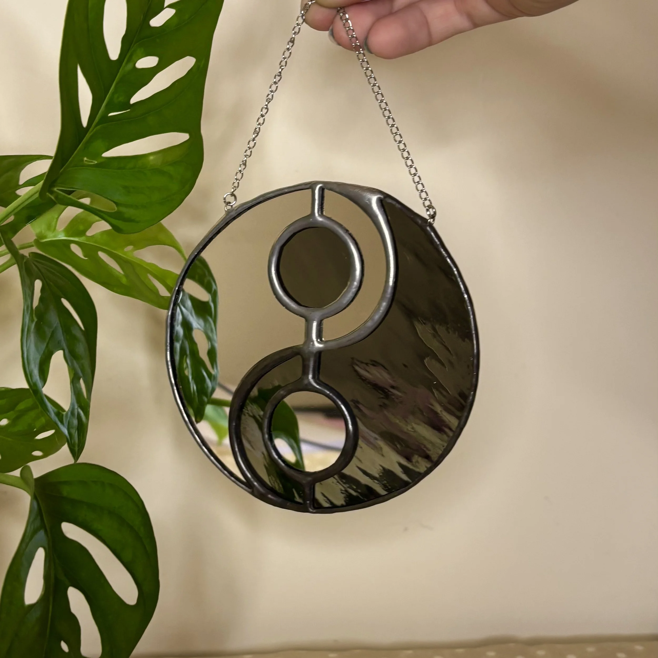 Stained Glass Yin Yang Mirrored Art Piece