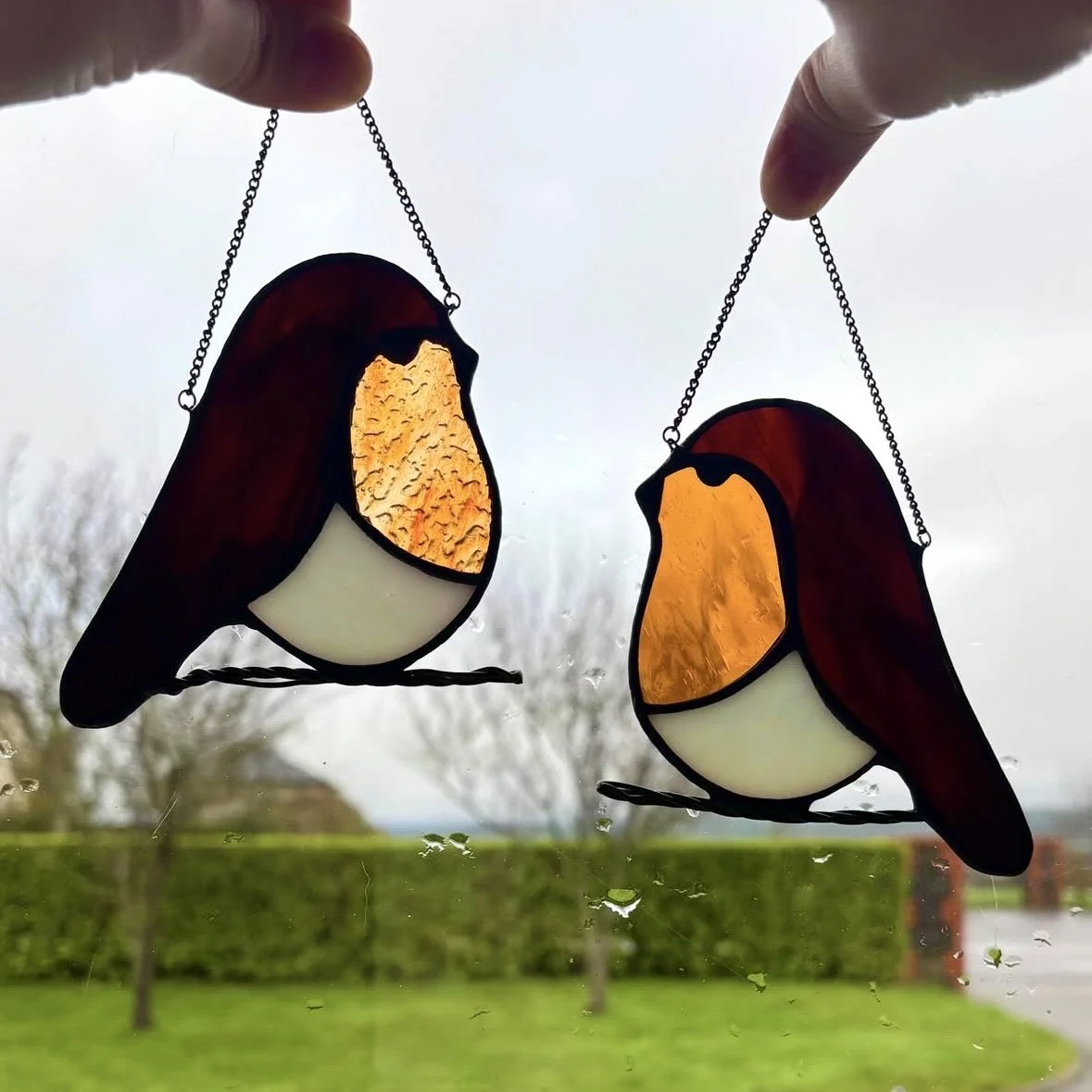 Stained Glass Robin On Branch