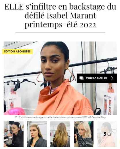 Backstage du défilé Isabel Marant - publié dans ELLE.