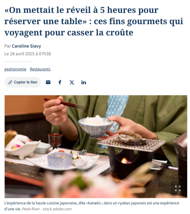 Ils voyagent pour bien manger - publié dans Le Figaro.