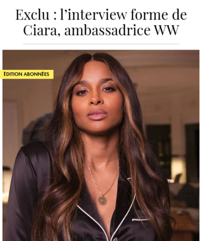 Interview de Ciara - publié dans ELLE.