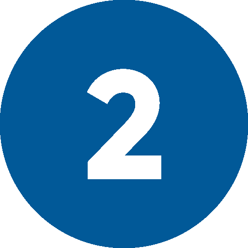 A blue circle with the number 2 in black in the center.