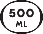 A black circular label with white text reading '500 ML' inside.