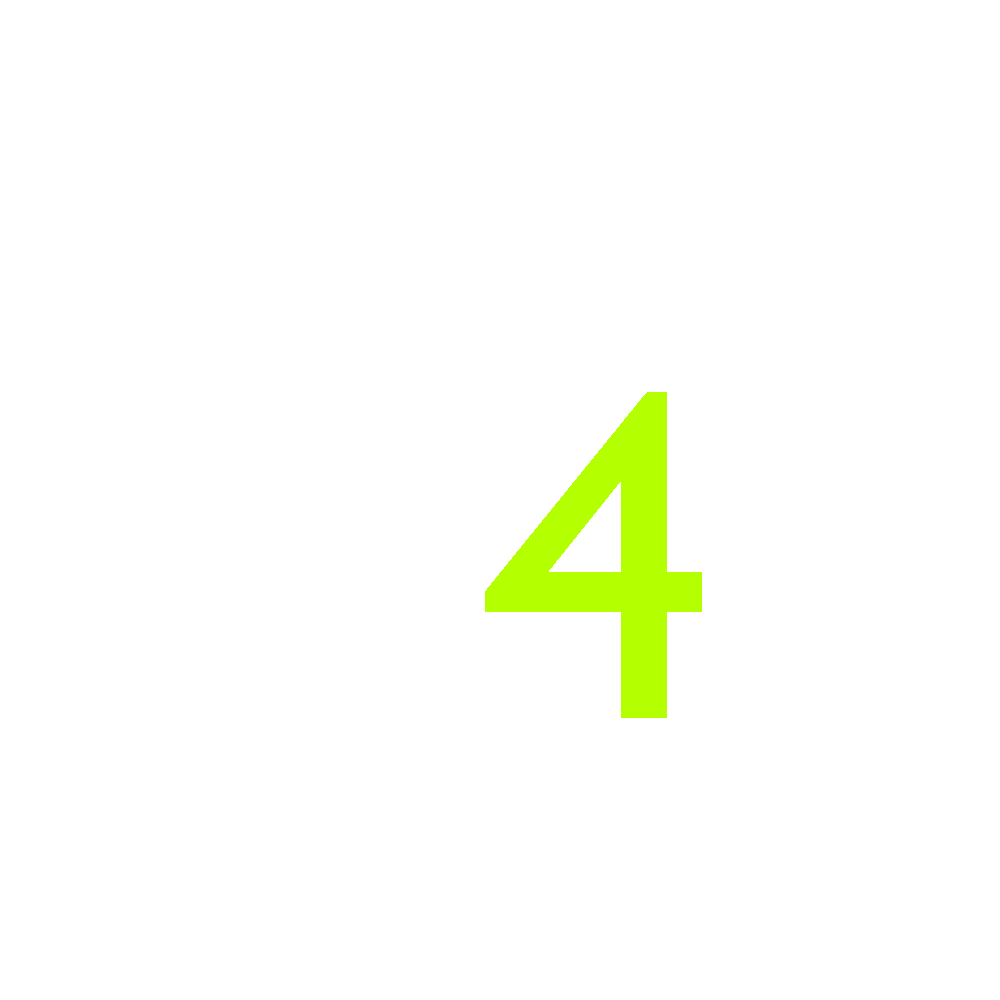 Digital timer display showing the number 4 in green, with a black background and white elements around it.
