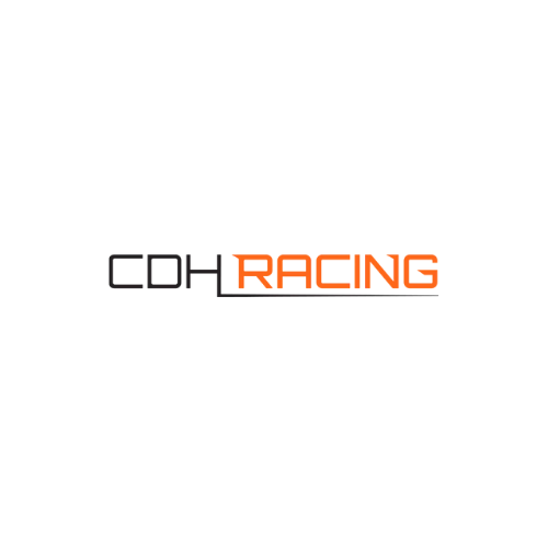 CDH RACING logo with black background, with 'CDH' in black and 'RACING' in red.