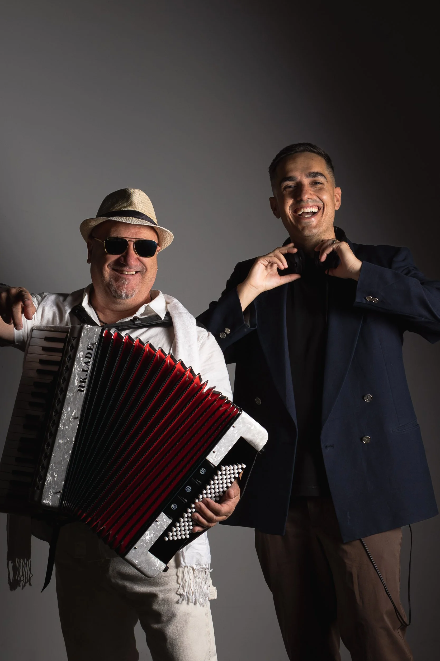 DJ TROV performing alongside a live accordion player at a wedding in Perth, Western Australia