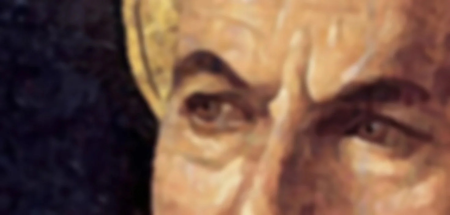 Close-up of a St. Thomas' piercing eyes.