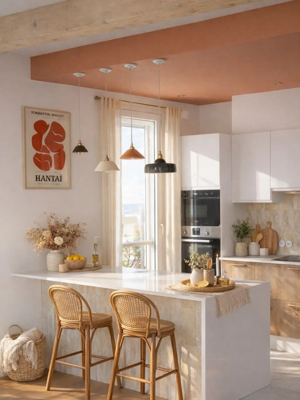 R&eacute;inventer cette cuisine, c&rsquo;&eacute;tait avant tout r&eacute;v&eacute;ler son potentiel : plus de lumi&egrave;re, des mati&egrave;res naturelles, des teintes chaleureuses et un &icirc;lot central pens&eacute; comme un v&eacute;ritable es