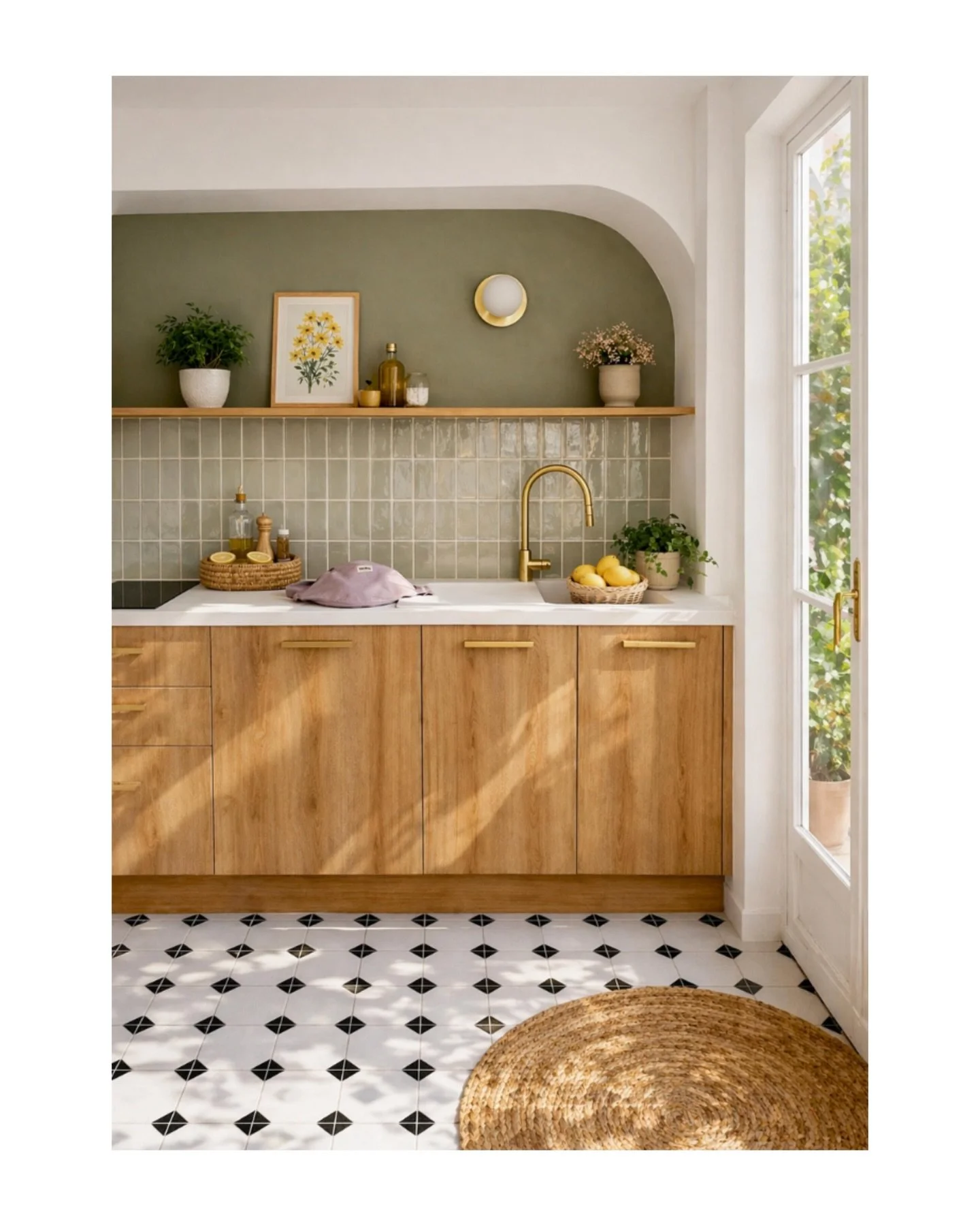 Mon obsession du moment 👀✨cette cuisine et son arche peinte. Pas une tendance. Un outil. Une fa&ccedil;on de donner une limite au regard, de cr&eacute;er du relief dans un plan qui en manque. Ici, elle encadre le zellige comme un tableau. Elle trans