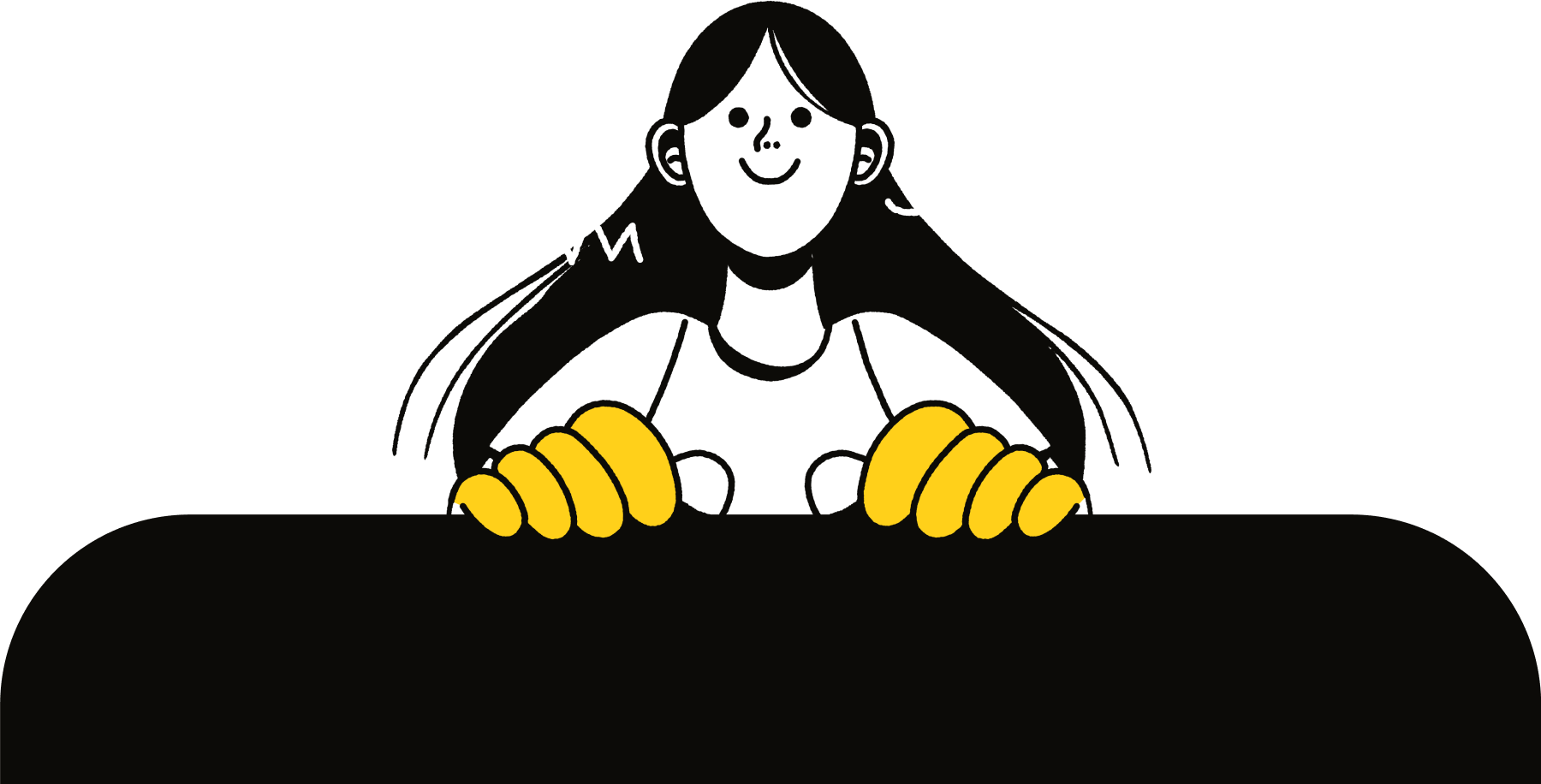 Süße Illustration der Frau, die oben auf der Seite Kniebeugen macht und glücklich aussieht.