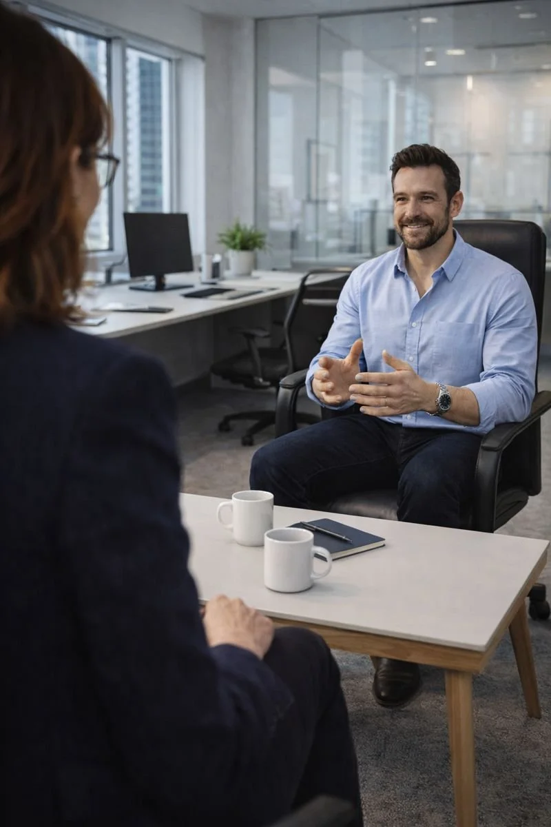 Male professional being coached