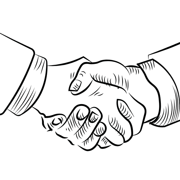 Outline drawing of a handshake.