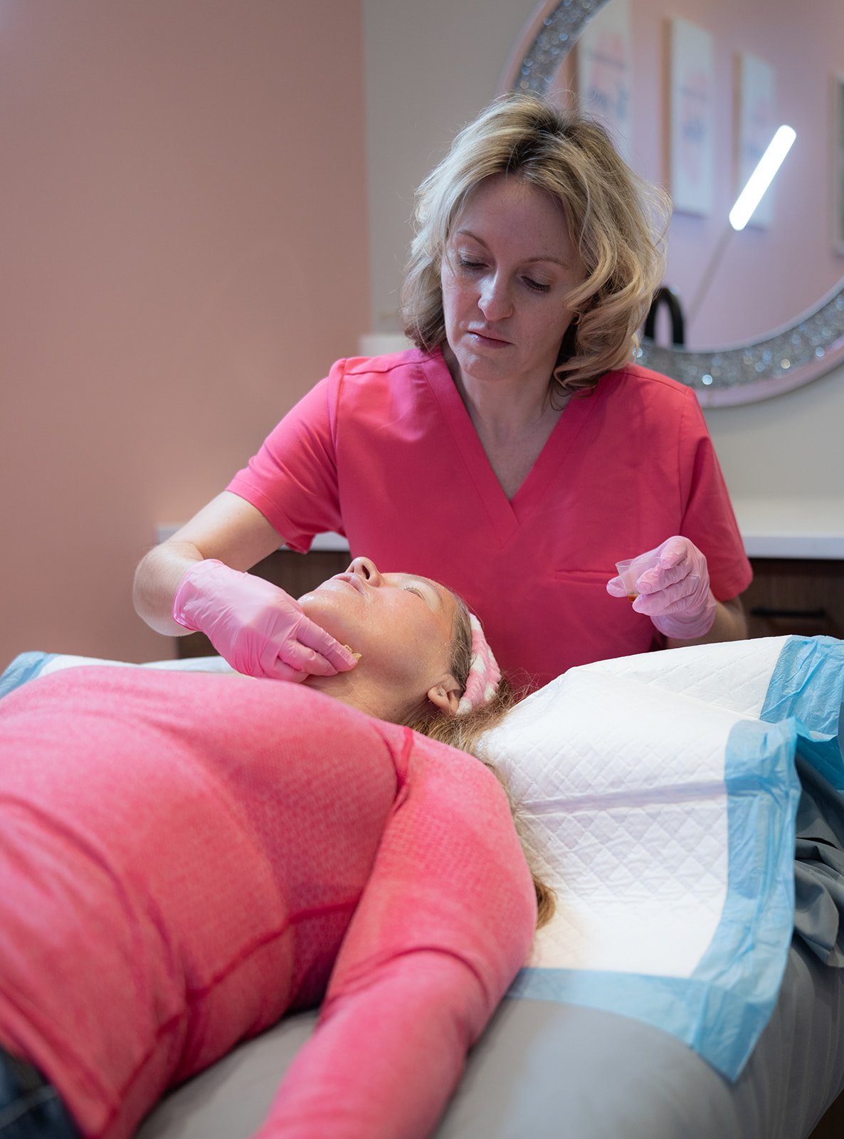 Patient recieving a chemical peel