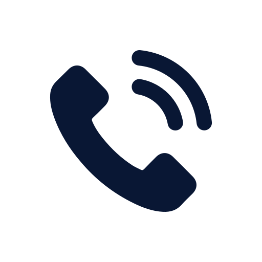 Icon of a telephone receiver with sound waves.