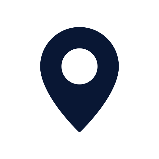 Map location pin icon on a white background.