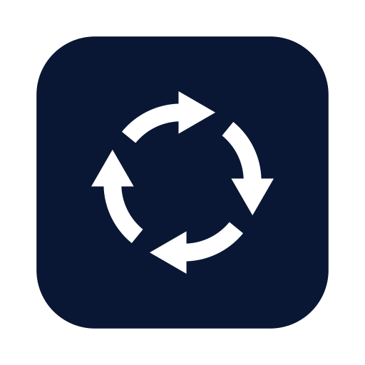Icon of a circular refresh or sync symbol with three curved arrows forming a circle.