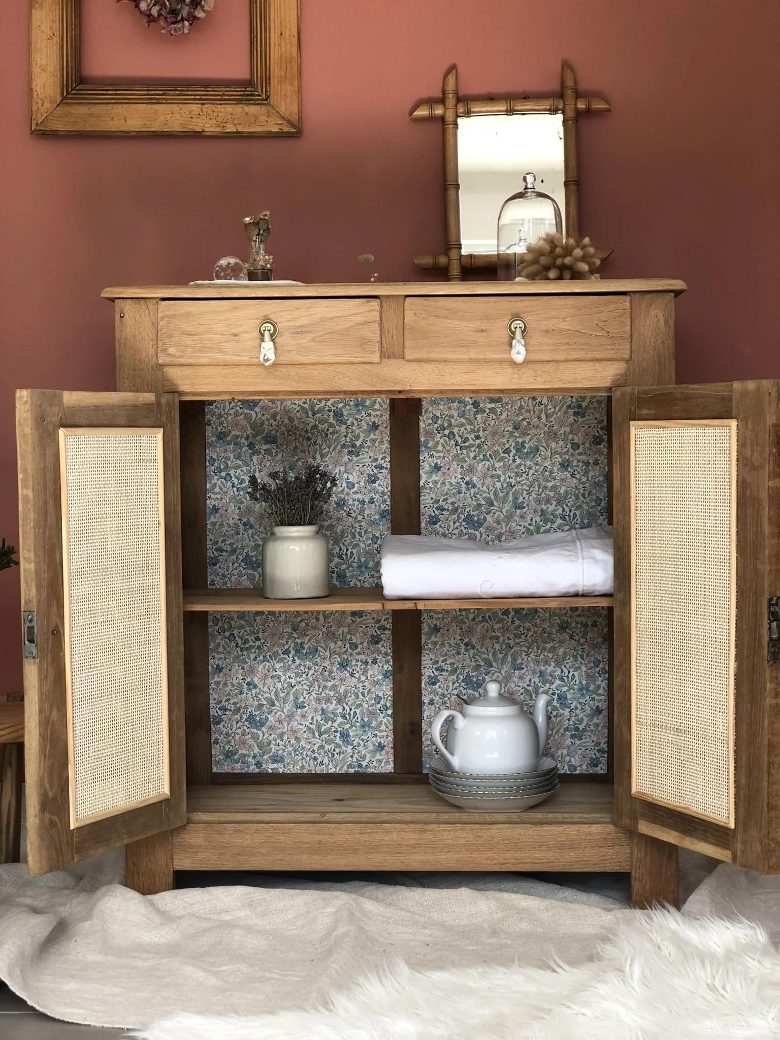 Buffet parisien rénové, cannage meuble, parisien relooking