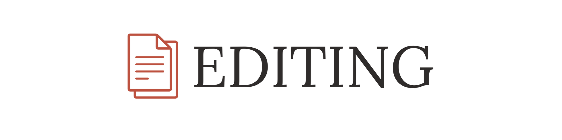 Graphic with a document icon in red and the word 'EDITING' in black.